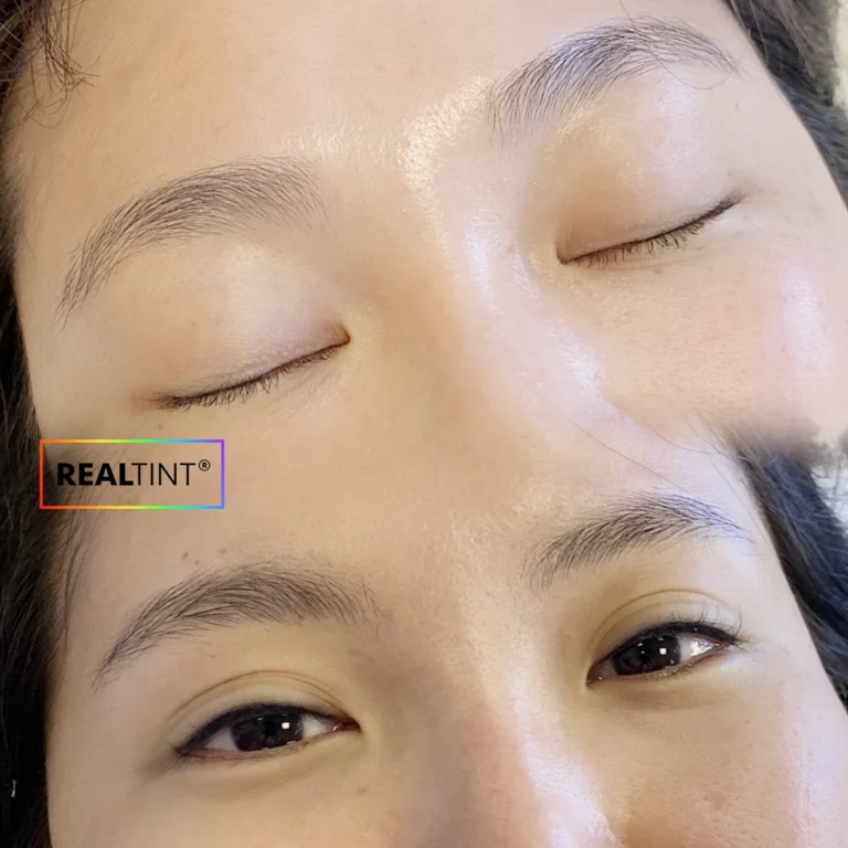 RealTint permanent eyeliner training demonstration. Close up of eyes showing eyeliner procedure. PMU eyeliner results.