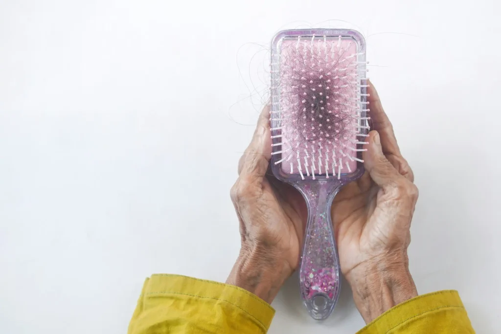 lost hair in a comb