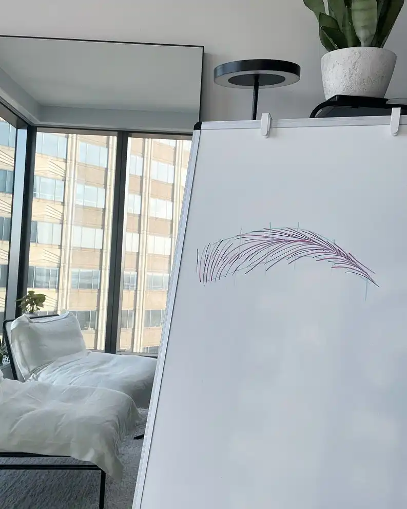 eyebrow drawn on marker board