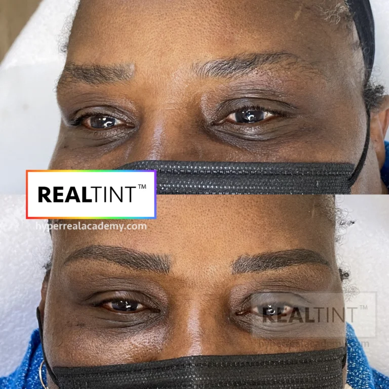 PMU training or procedure image from Hyper Real Academy. Permanent makeup education with RealTint® pigment for nano brows, powder brows, lip blush, eyeliner, and SMP.