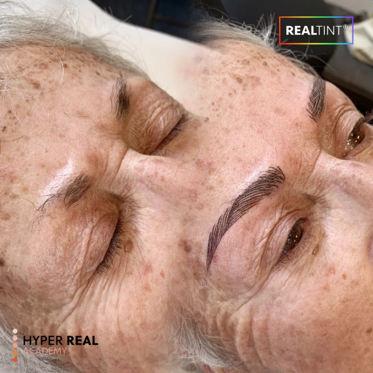 PMU training or procedure image from Hyper Real Academy. Permanent makeup education with RealTint® pigment for nano brows, powder brows, lip blush, eyeliner, and SMP.