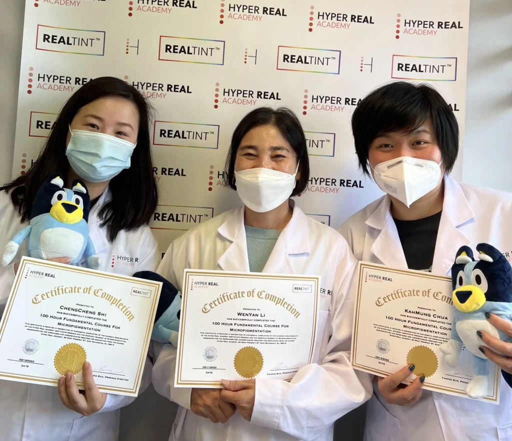 PMU training or procedure image from Hyper Real Academy. Permanent makeup education with RealTint® pigment for nano brows, powder brows, lip blush, eyeliner, and SMP.