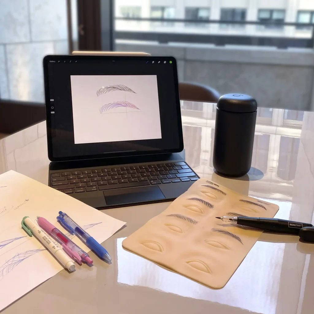 PMU training or procedure image from Hyper Real Academy. Permanent makeup education with RealTint® pigment for nano brows, powder brows, lip blush, eyeliner, and SMP.