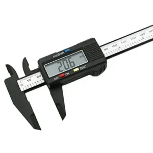 Digital caliper measuring 20.6mm for PMU training, essential for nano brows, powder brows, and lip blush symmetry.