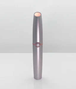 Silver and rose gold eyebrow designer tool for PMU training. Used for brow mapping, nano brows, powder brows, and eyeliner.