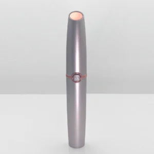 Silver and rose gold eyebrow designer tool for PMU training. Used for brow mapping, nano brows, powder brows, and eyeliner.