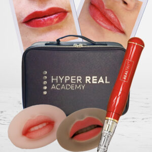 Hyper Real Academy lip blush student kit with RealTint machine, silicone pads for PMU training and demonstration.