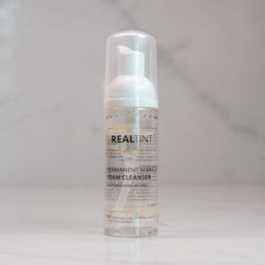 RealTint PMU Foam Cleanser. Professional product for eyeliner, nano brows, and lip blush training demonstrations.