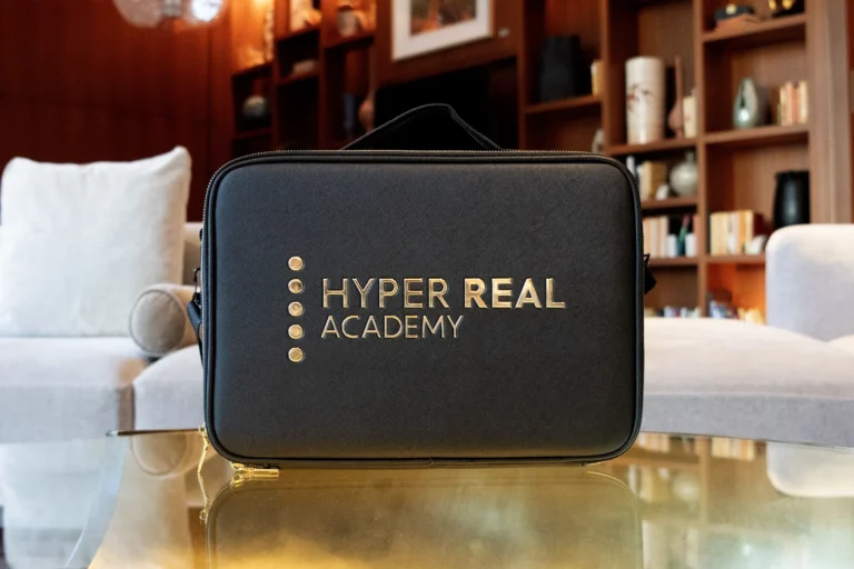 Hyper Real Academy PMU training kit case for nano brows, eyeliner, and lip blush.